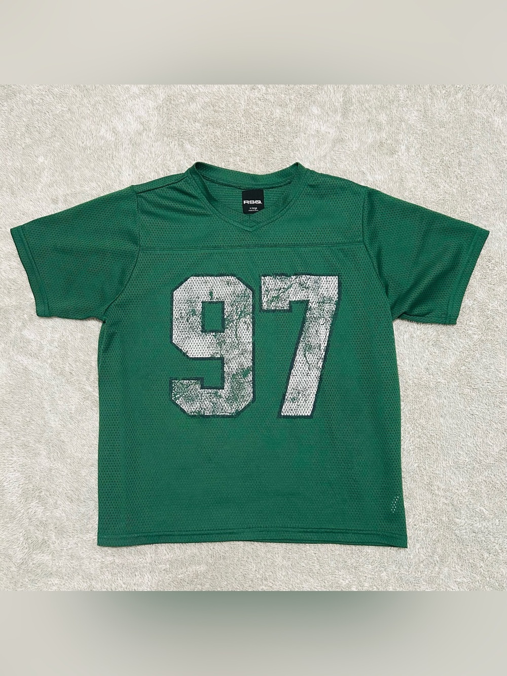 RSQ 97 Mesh Jersey Tee Boys XL Green Streetwear Graphic Shirt